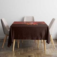 Morocco Christmas Tablecloth with Santa Claus Camel Caravan Desert Scene and Red Pattern Design - Wonder Print Shop