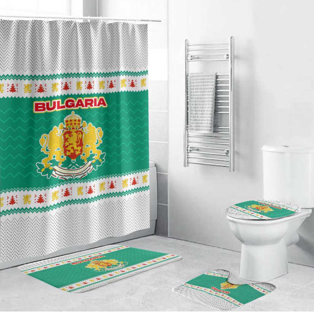 Bulgaria Christmas Bathroom Set with Green-White Theme, Coat of Arms, and National Flag Motif - Wonder Print Shop