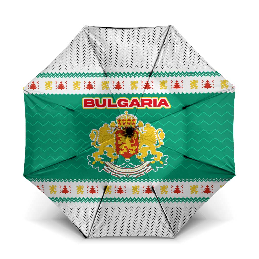 Bulgaria Christmas Umbrella with Green-White Theme, Coat of Arms, and National Flag Motif - Wonder Print Shop