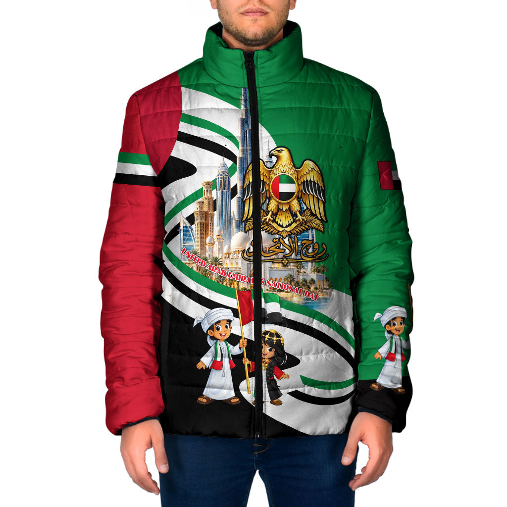 United Arab Emirates National Day Padded Jacket UAE Flag Golden Falcon Emblem Patriotic Pride