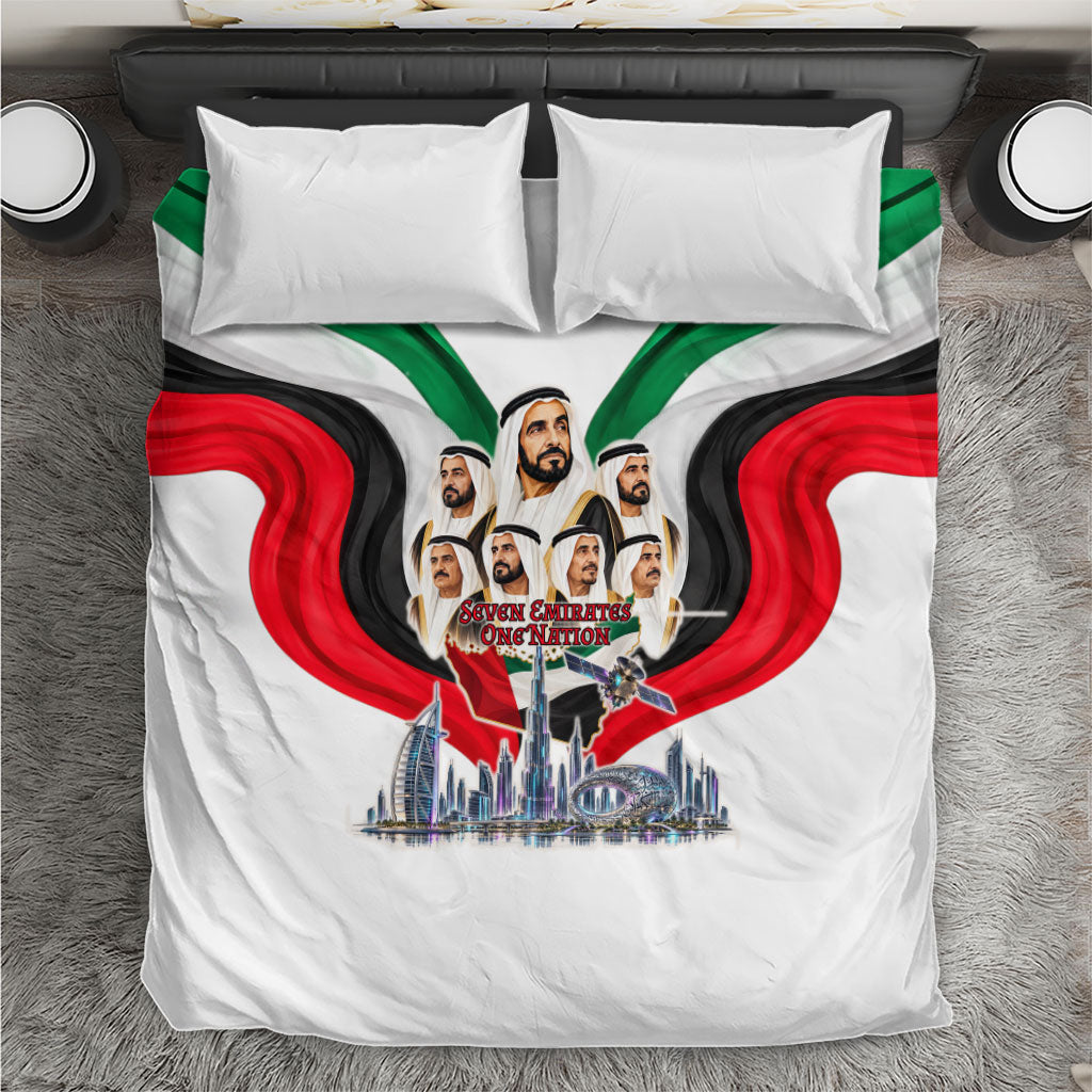 United Arab Emirates National Day Bedding Set Seven Emirates Flag Camel Rider Dubai Skyline