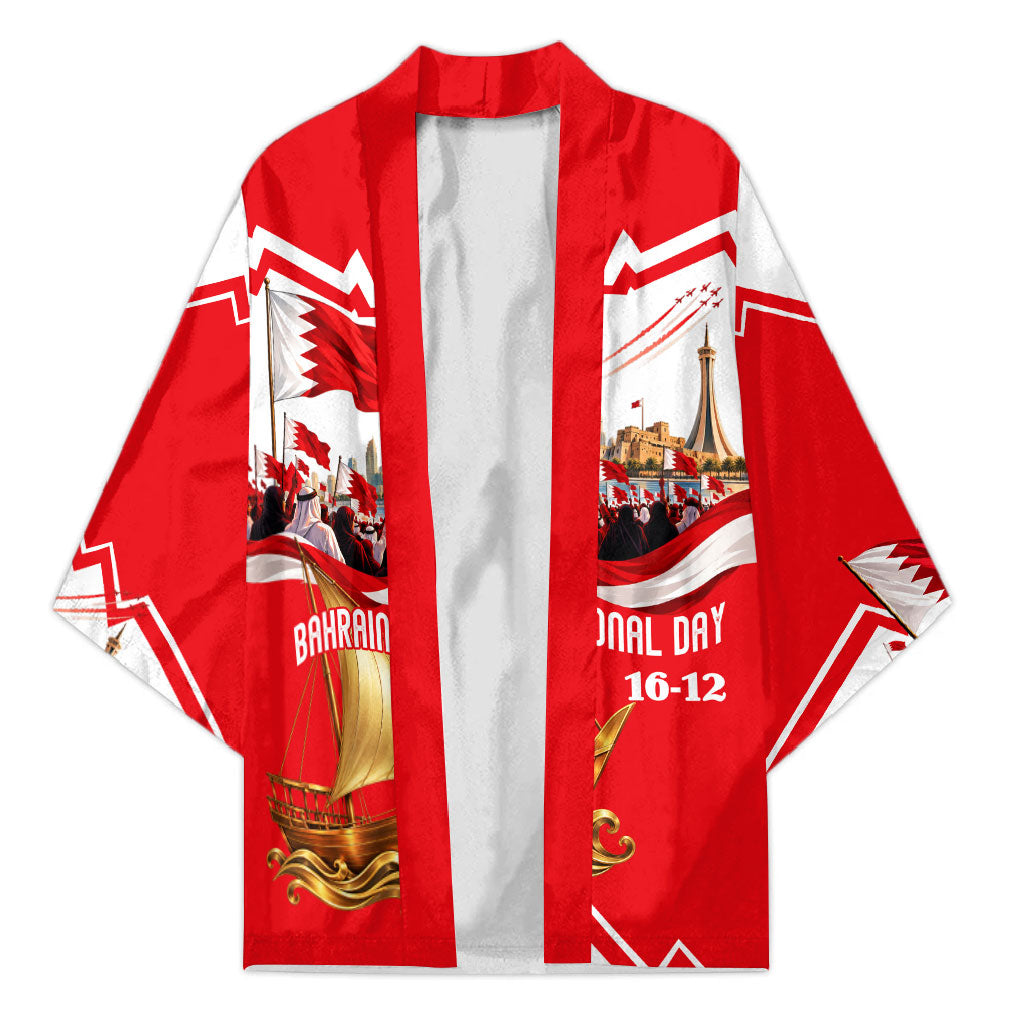 Bahrain National Day Kimono Cultural Flag Emblem Vintage Collage