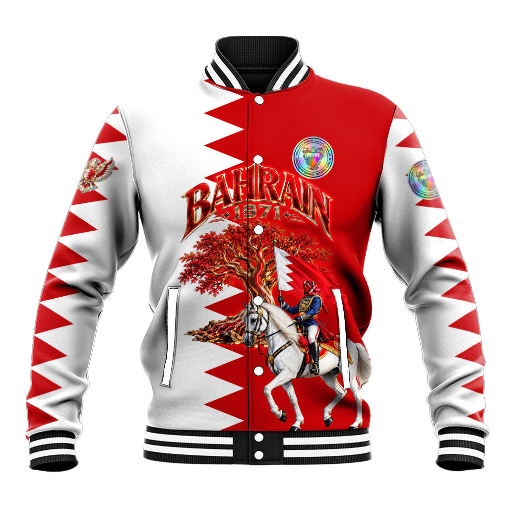 Bahrain National Day Baseball Jacket Cultural Emblem Flag Horse Knight