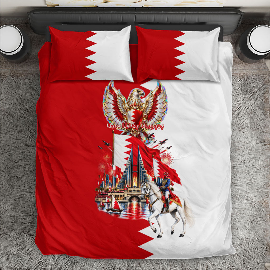 Bahrain National Day Bedding Set Cultural Emblem Flag Horse Knight