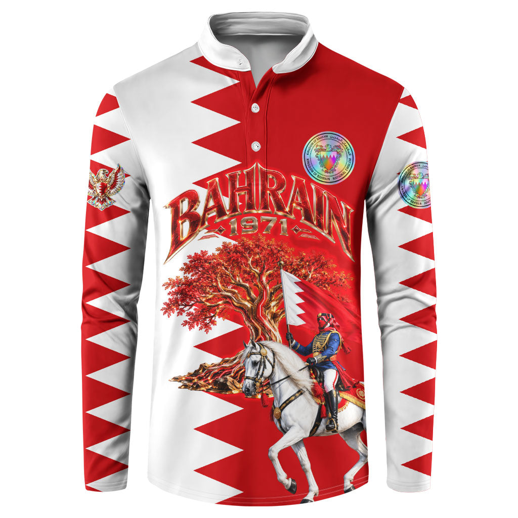 Bahrain National Day Button Sweatshirt Cultural Emblem Flag Horse Knight