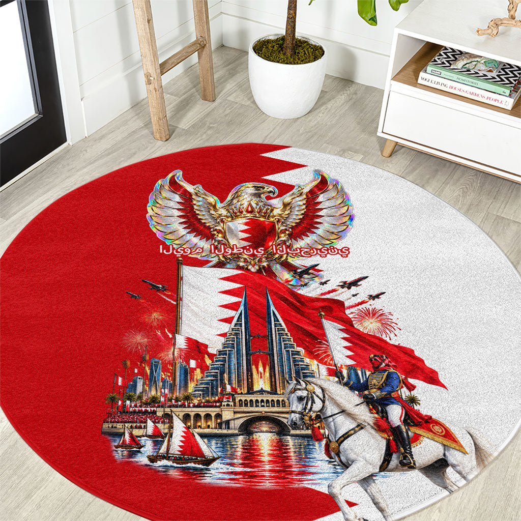 Bahrain National Day Round Carpet Cultural Emblem Flag Horse Knight