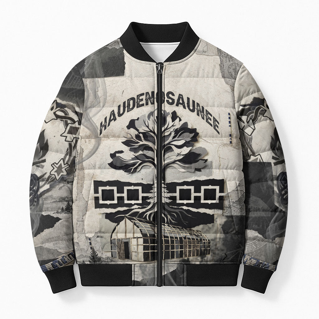 Haudenosaunee Tree Of Peace Bomber Puffer Jacket Native American Iroquois Confederacy Tribal Symbol