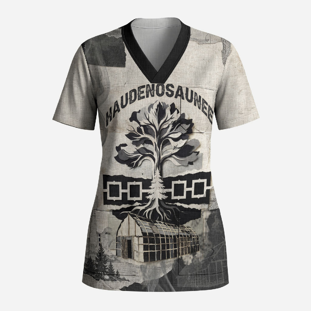 Haudenosaunee Tree Of Peace Scrub Top Native American Iroquois Confederacy Tribal Symbol