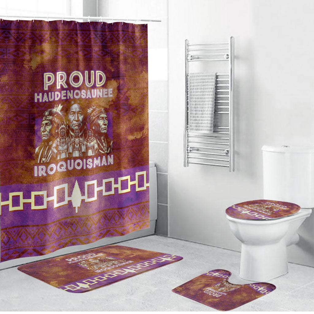 Proud Haudenosaunee Native American Bathroom Set Iroquois Belt Pattern Vintage Tribal Graphic Art