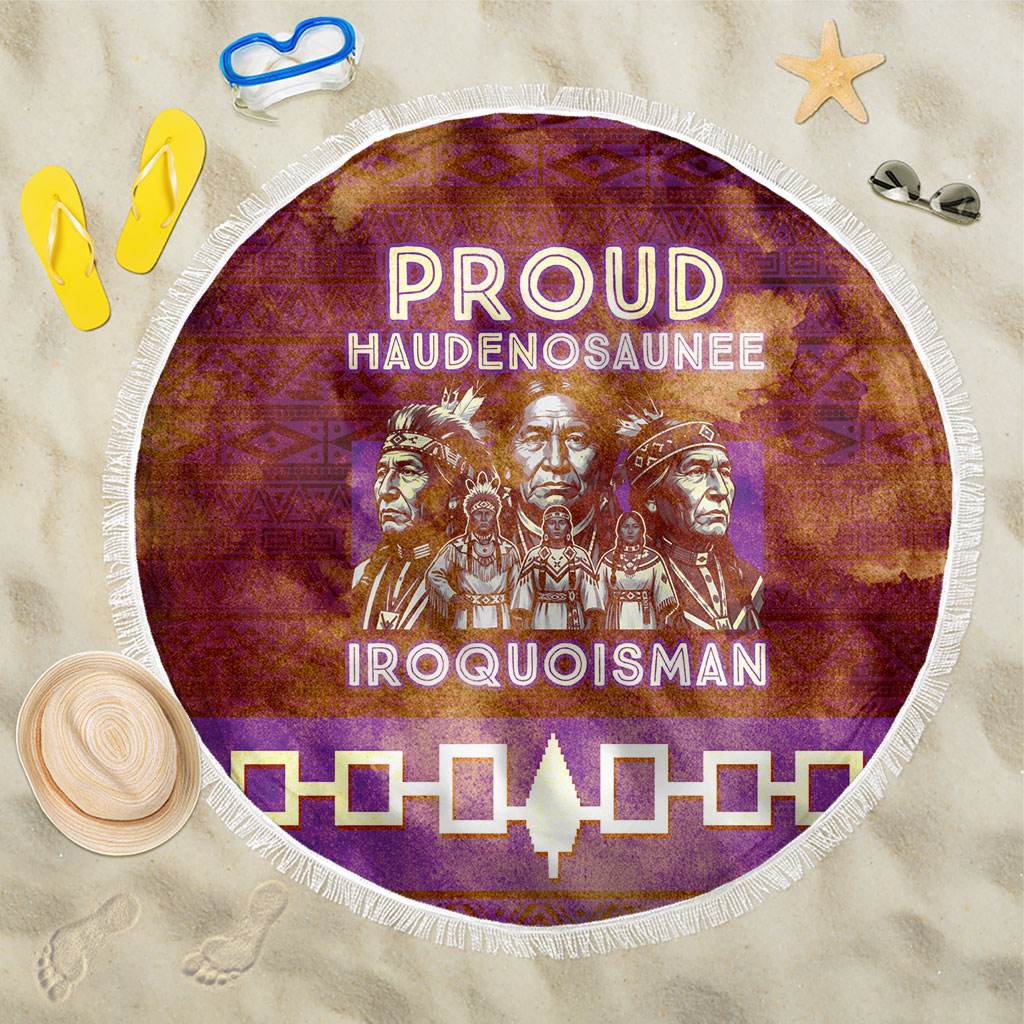 Proud Haudenosaunee Native American Beach Blanket Iroquois Belt Pattern Vintage Tribal Graphic Art