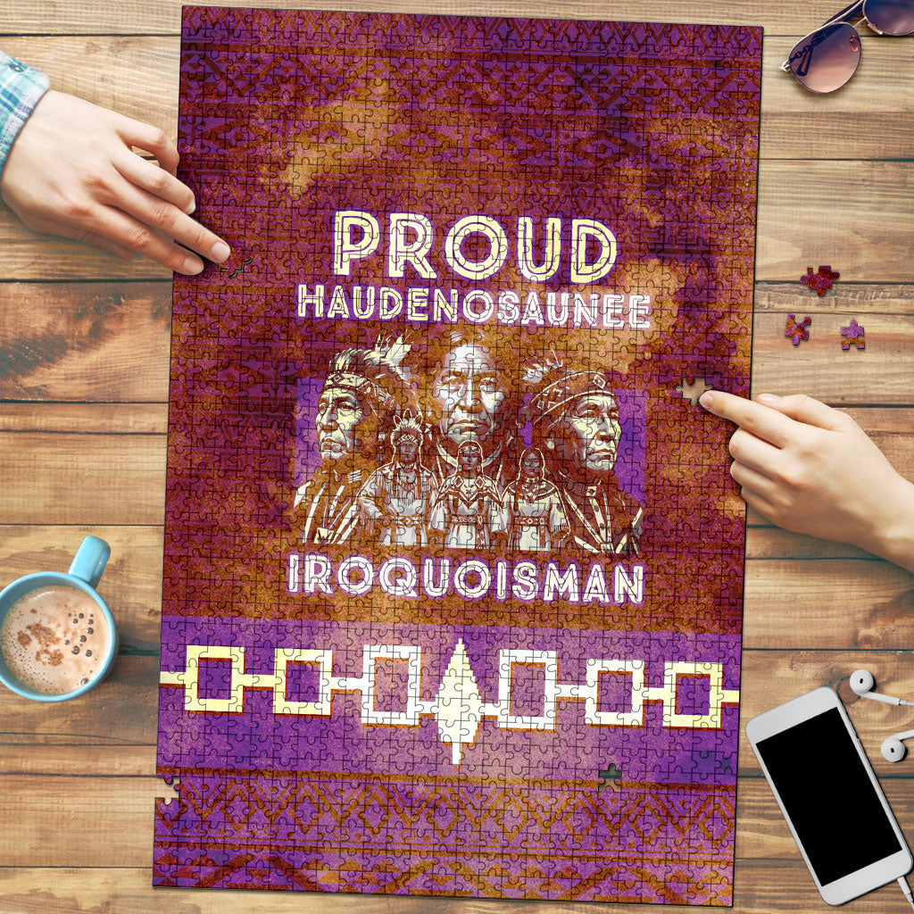 Proud Haudenosaunee Native American Puzzle Iroquois Belt Pattern Vintage Tribal Graphic Art