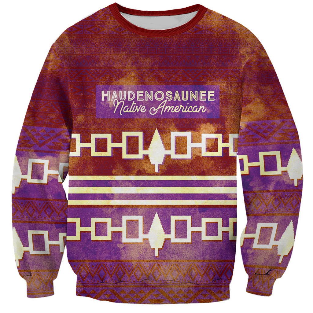 Proud Haudenosaunee Native American Sweatshirt Iroquois Belt Pattern Vintage Tribal Graphic Art