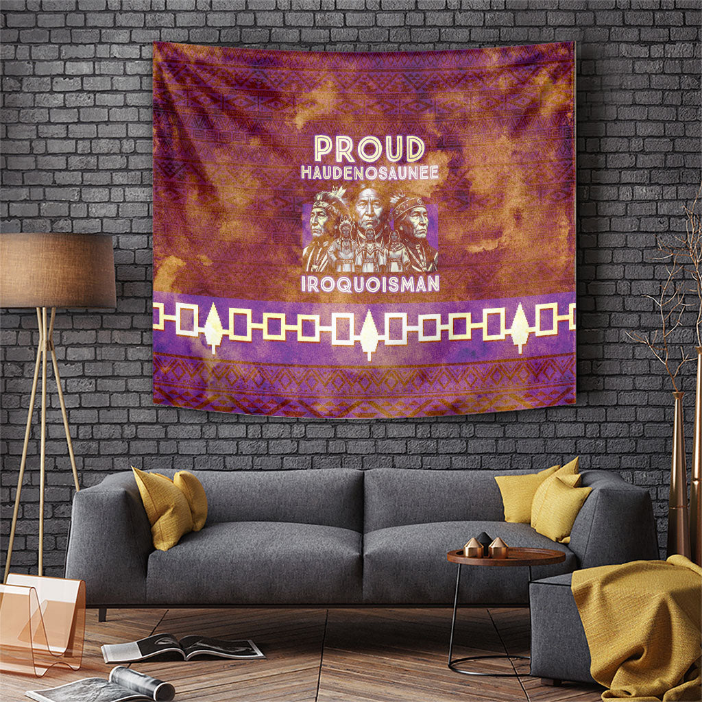 Proud Haudenosaunee Native American Tapestry Iroquois Belt Pattern Vintage Tribal Graphic Art