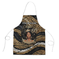 Personalized African Queen 60th Birthday Apron Gold Glitter Afro Crown - Chapter 60 Black Excellence
