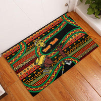 Personalized African 60th Birthday Rubber Doormat Traditional Tribal Pattern Elephant Mask Art