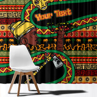 Personalized African 60th Birthday Window Curtain Traditional Tribal Pattern Elephant Mask Art
