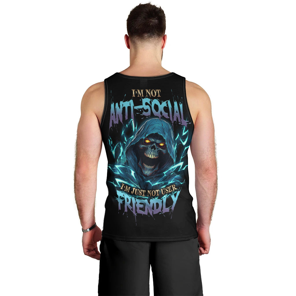 I'm Not Anti-social Mad Reaper Skull Men Tank Top - Wonder Print Shop