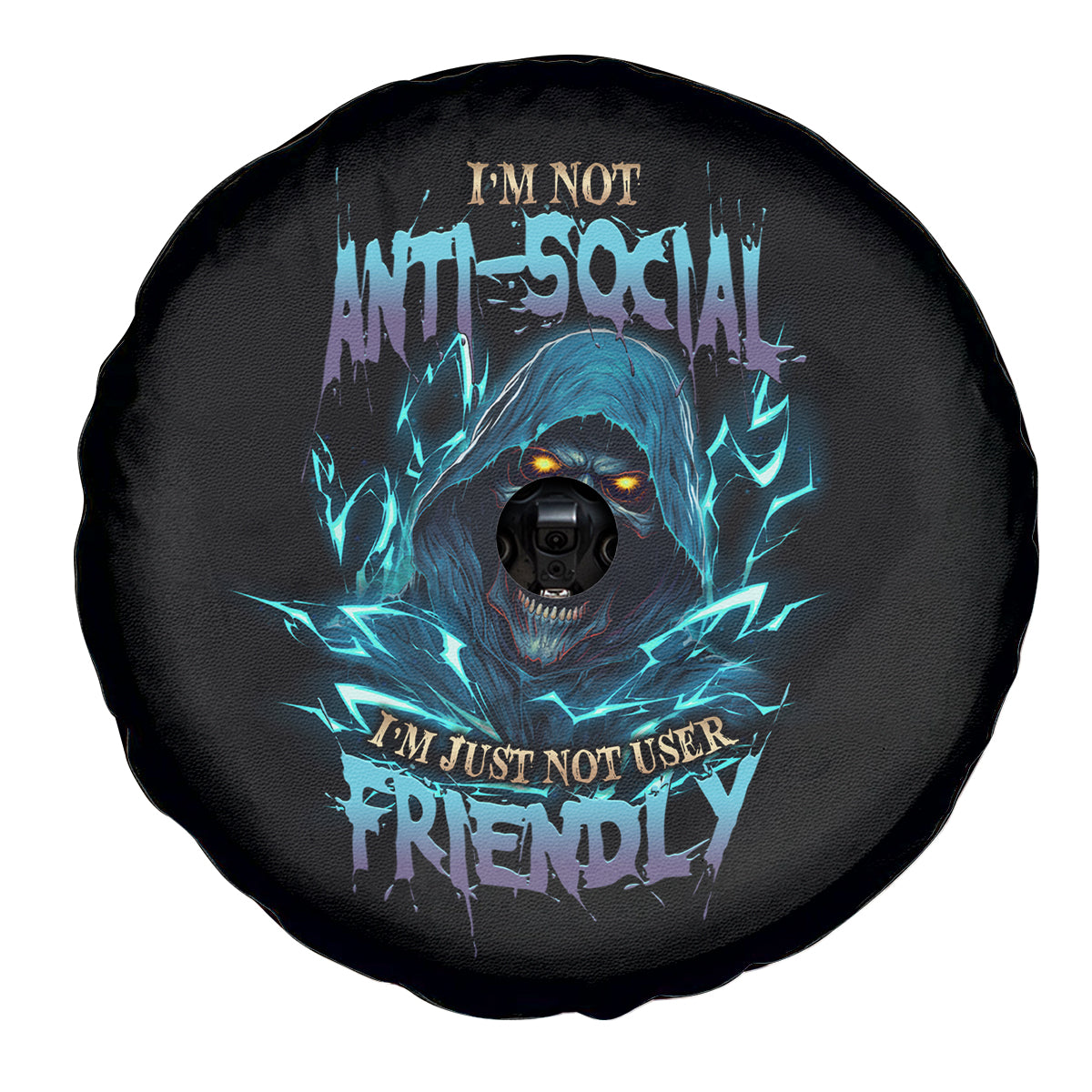 I'm Not Anti-social Mad Reaper Skull Spare Tire Cover - Wonder Print Shop