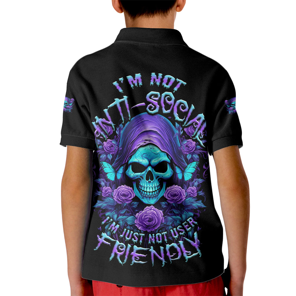 I'm Not Anti-social Mad Reaper Skull Kid Polo Shirt - Wonder Print Shop