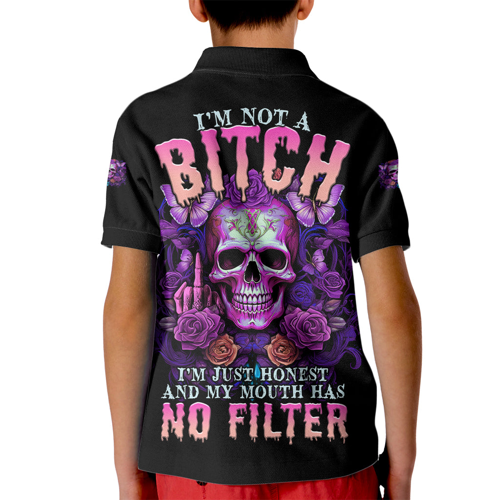 I'M Not A B I'M Just Honest Skull Butterfly Kid Polo Shirt - Wonder Print Shop