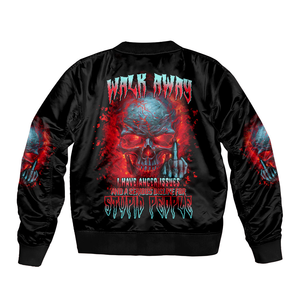 Black unisex bomber jacket with multicolor back graphic and ribbed cuffs