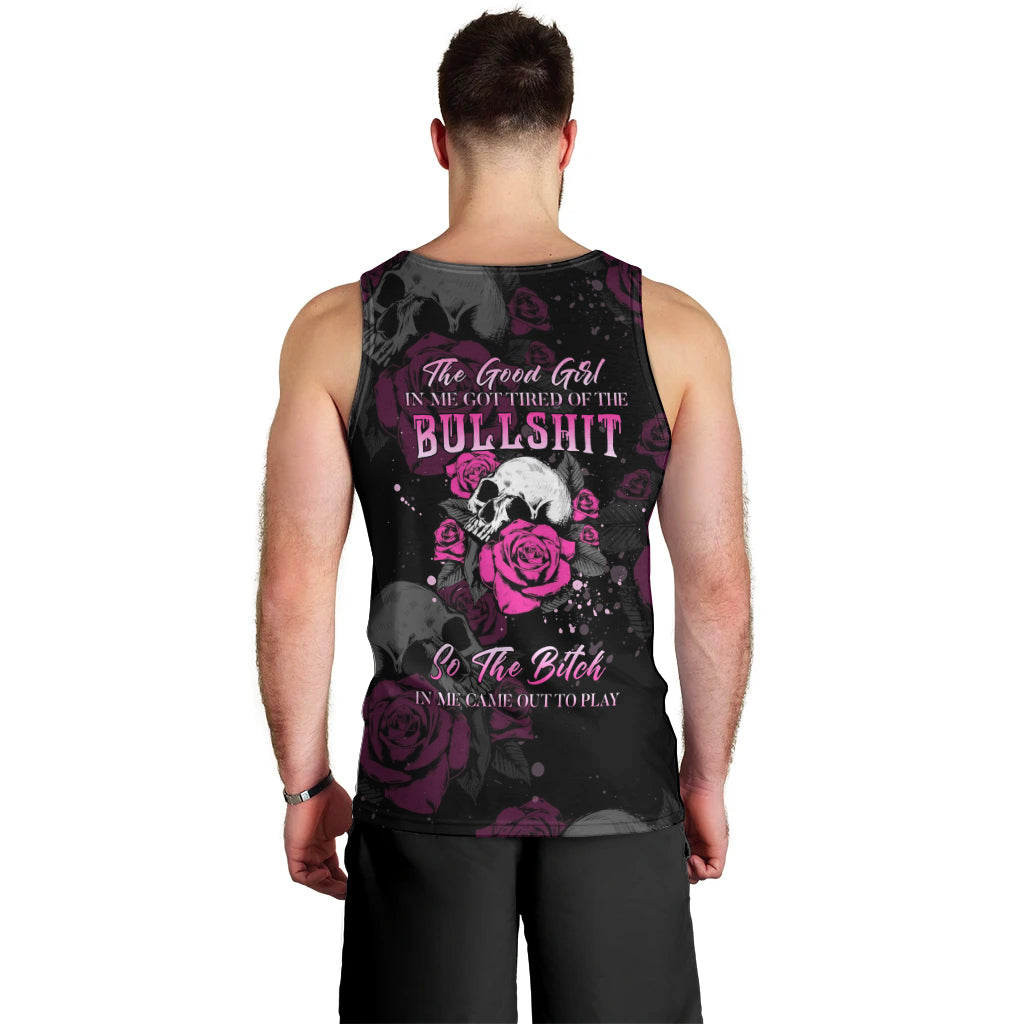 The Good Girl In Me Got Tired Skull Rose Men Tank Top - Wonder Print Shop