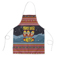 Funny Nutcracker Christmas Apron with Crack Deez Nuts Quote and Holiday Pattern Design - Wonder Print Shop