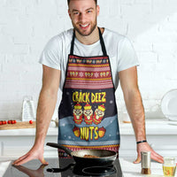 Funny Nutcracker Christmas Apron with Crack Deez Nuts Quote and Holiday Pattern Design - Wonder Print Shop