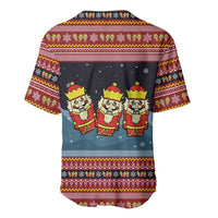 Funny Nutcracker Christmas Baseball Jersey with Crack Deez Nuts Quote and Holiday Pattern Design - Wonder Print Shop