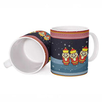 Funny Nutcracker Christmas Ceramic Mug with Crack Deez Nuts Quote and Holiday Pattern Design - Wonder Print Shop