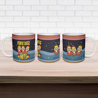 Funny Nutcracker Christmas Ceramic Mug with Crack Deez Nuts Quote and Holiday Pattern Design - Wonder Print Shop