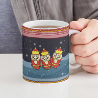 Funny Nutcracker Christmas Ceramic Mug with Crack Deez Nuts Quote and Holiday Pattern Design - Wonder Print Shop