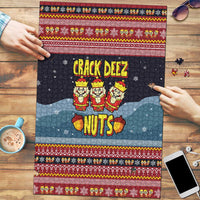 Funny Nutcracker Christmas Puzzle with Crack Deez Nuts Quote and Holiday Pattern Design - Wonder Print Shop