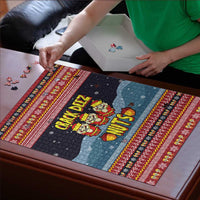 Funny Nutcracker Christmas Puzzle with Crack Deez Nuts Quote and Holiday Pattern Design - Wonder Print Shop