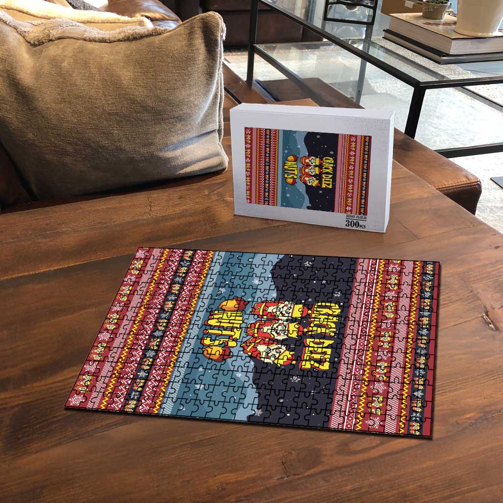 Funny Nutcracker Christmas Puzzle with Crack Deez Nuts Quote and Holiday Pattern Design - Wonder Print Shop