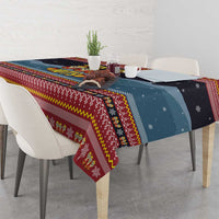 Funny Nutcracker Christmas Tablecloth with Crack Deez Nuts Quote and Holiday Pattern Design - Wonder Print Shop