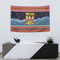 Funny Nutcracker Christmas Tapestry with Crack Deez Nuts Quote and Holiday Pattern Design - Wonder Print Shop