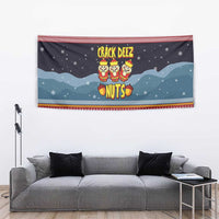 Funny Nutcracker Christmas Tapestry with Crack Deez Nuts Quote and Holiday Pattern Design - Wonder Print Shop