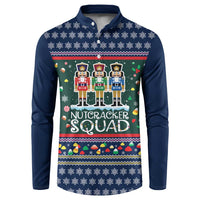 Nutcracker Squad Christmas Button Sweatshirt with Candy Cane and Snowflake Holiday Design - Wonder Print Shop