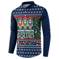 Nutcracker Squad Christmas Button Sweatshirt with Candy Cane and Snowflake Holiday Design - Wonder Print Shop