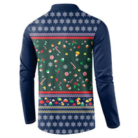 Nutcracker Squad Christmas Button Sweatshirt with Candy Cane and Snowflake Holiday Design - Wonder Print Shop