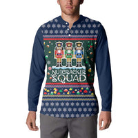 Nutcracker Squad Christmas Button Sweatshirt with Candy Cane and Snowflake Holiday Design - Wonder Print Shop