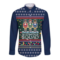 Nutcracker Squad Christmas Long Sleeve Button Shirt with Candy Cane and Snowflake Holiday Design - Wonder Print Shop