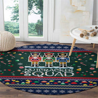 Nutcracker Squad Christmas Round Carpet with Candy Cane and Snowflake Holiday Design - Wonder Print Shop