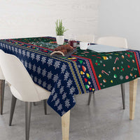 Nutcracker Squad Christmas Tablecloth with Candy Cane and Snowflake Holiday Design - Wonder Print Shop