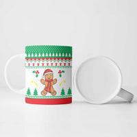 Funny Fitness Cookie Christmas Ceramic Mug with Gingerbread Design and Holiday Pattern - Wonder Print Shop
