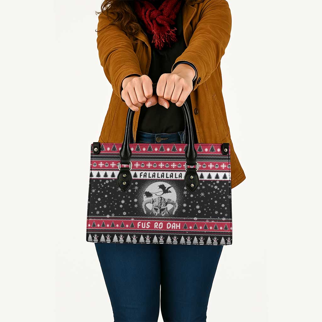 Fa La La La Snowman Tree Xmas Christmas Leather Bag Xmas Holiday Patterns - Wonder Print Shop