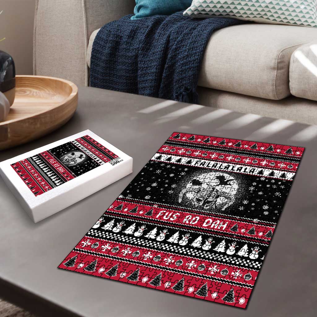Fa La La La Snowman Tree Xmas Christmas Puzzle Xmas Holiday Patterns - Wonder Print Shop