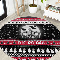 Fa La La La Snowman Tree Xmas Christmas Round Carpet Xmas Holiday Patterns - Wonder Print Shop