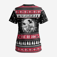 Fa La La La Snowman Tree Xmas Christmas Scrub Top Xmas Holiday Patterns - Wonder Print Shop